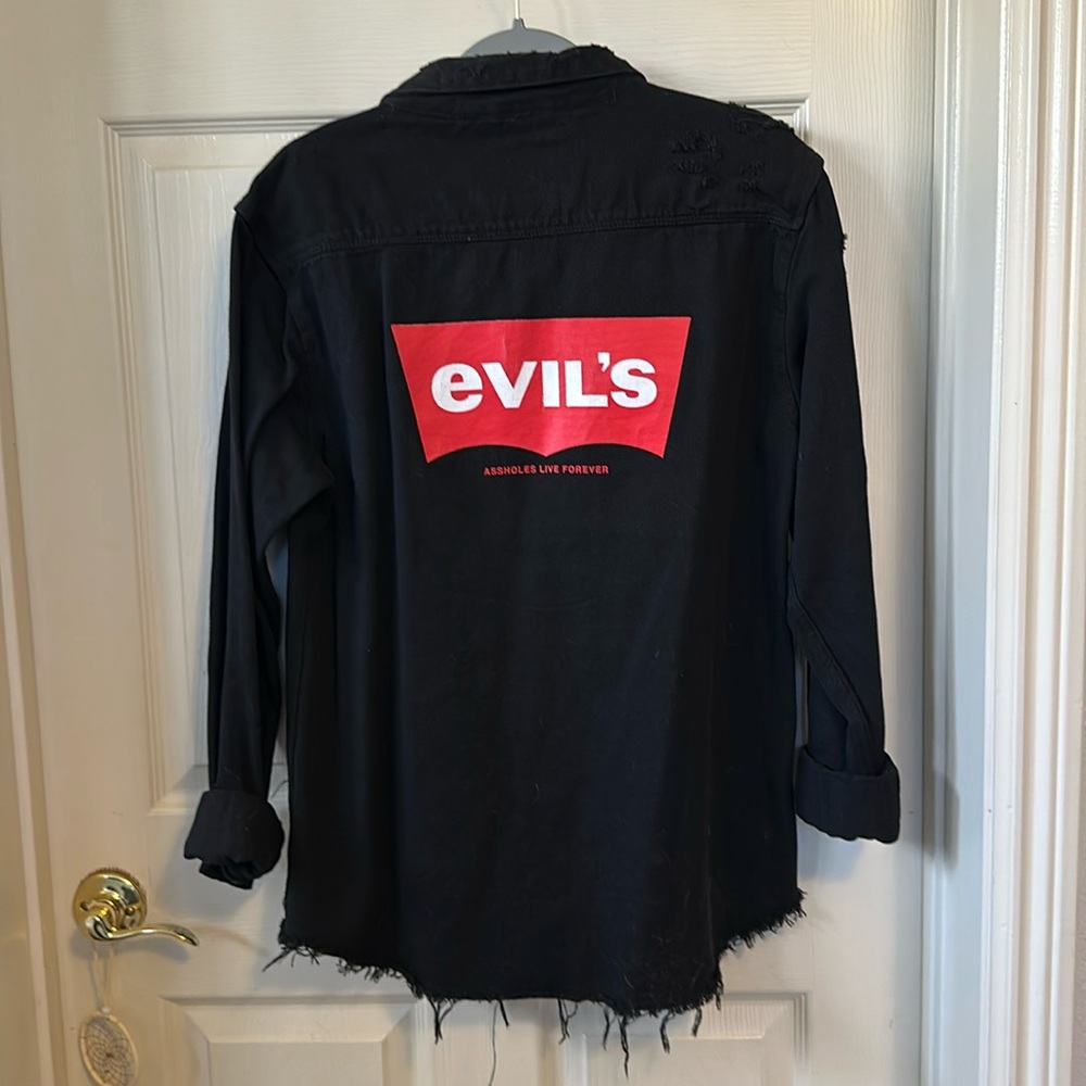 Assholes live forever denim button up M